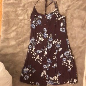 Button Front Floral Skater Skirt